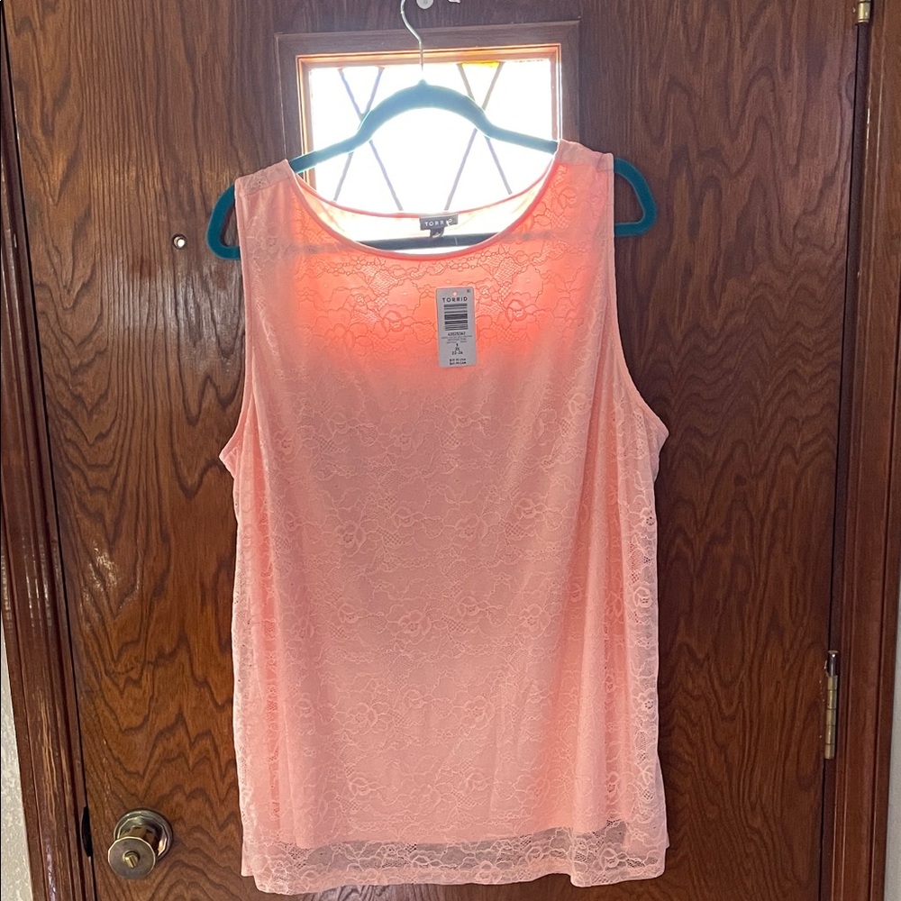Torrid Light Pink Lace Blouse